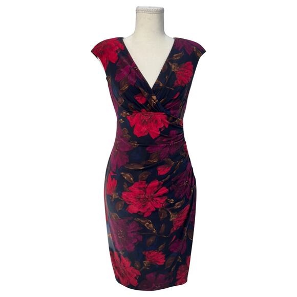 Lauren Ralph Lauren Dresses & Skirts - Lauren Ralph Lauren Floral Sheath Dress 2P Petite Event Cocktail Dark Feminine